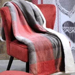 Plaid doux (130 x 160 cm) Ecossais Rouge