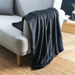 Plaid doux flanelle (125 x 150 cm) Didou Gris anthracite