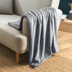 Plaid doux flanelle (125 x 150 cm) Didou Gris clair