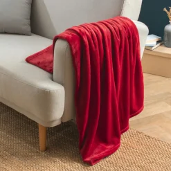 Plaid doux flanelle (130 x 180 cm) Didou Rouge