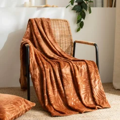 Plaid doux flanelle (130 x 180 cm) Flore Cuivre