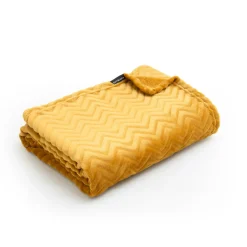 Plaid doux flanelle (180 x 230 cm) Zag Jaune moutarde