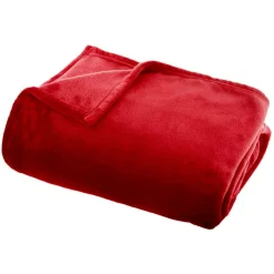 Plaid doux flanelle (125 x 150 cm) Didou Rouge