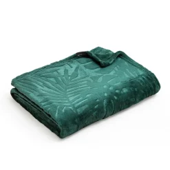 Plaid doux flanelle (125 x 150 cm) Flore Vert