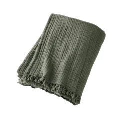 Plaid gaze de coton (130 x 160 cm) Gaïa Vert romarin