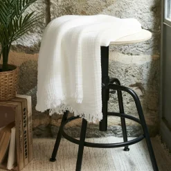 Plaid gaze de coton (130 x 160 cm) Gaïa Blanc chantilly