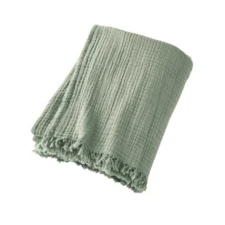 Plaid gaze de coton (130 x 160 cm) Gaïa Vert eucalyptus