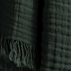 Plaid gaze de coton (180 x 220 cm) Gaïa Vert sapin