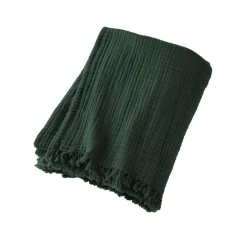 Plaid gaze de coton (180 x 220 cm) Gaïa Vert sapin