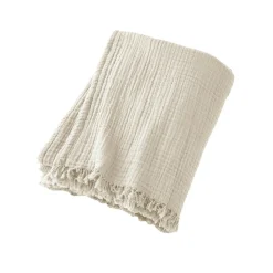 Plaid gaze de coton (180 x 220 cm) Gaïa Beige pampa