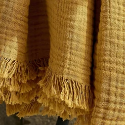 Plaid gaze de coton (180 x 220 cm) Gaïa Jaune safran
