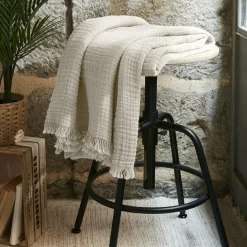 Plaid gaze de coton (130 x 160 cm) Gaïa Beige pampa