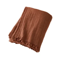 Plaid gaze de coton (180 x 220 cm) Gaïa Terracotta