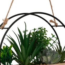 Plantes artificielles dans support en bois à suspendre (D20 cm) Family production