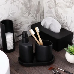 Plateau de rangement ovale (19,5 cm) Japandi Noir