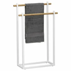 Porte serviette à poser 2 barres (H82 cm) Bambou Blanc