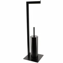 Porte-papier toilettes et brosse WC Métal Noir