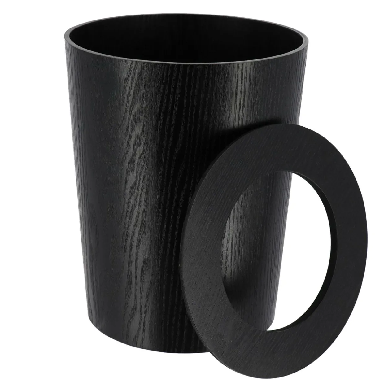 Poubelle salle de bain façon bois Scandi Noir