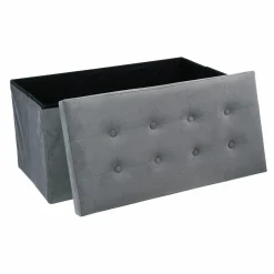 Pouf de rangement double Lysandre Velours Gris