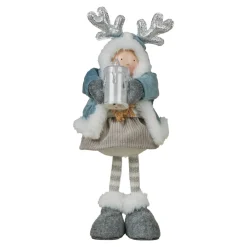 Poupée lumineuse debout (H34 cm) Alice et bougie Bleu ciel