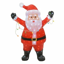 Père Noël lumineux avec guirlande 180 LED (H88 cm) Blanc froid