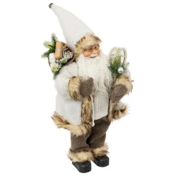 Père Noël traditionnel (H45 cm) Léon en raquette