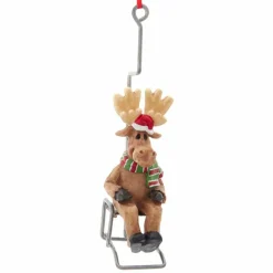 Renne à suspendre (H13 cm) Télésiège Marron