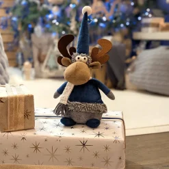 Renne de Noël (H30 cm) Gaby en bleu