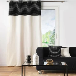 Rideau coton recyclé (140 x 240 cm) Linechic Noir