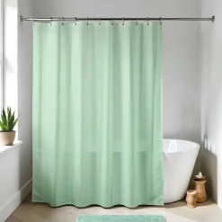 Rideau de douche à anneaux (180 x 200 cm) Uni Vert amande