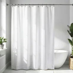 Rideau de douche à anneaux (180 x 200 cm) Diamants Blanc