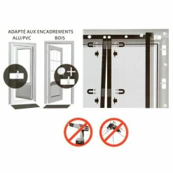 Rideau de porte Moustiquaire (100 x H220 cm) Aimanté Ecru