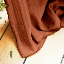Rideau gaze de coton ajustable (180 x max 300 cm) Gaïa Terracotta