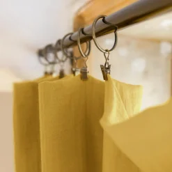 Rideau gaze de coton ajustable (140 x max 300 cm) Gaïa Jaune safran