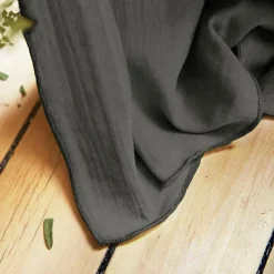 Rideau gaze de coton ajustable (280 x max 300 cm) Gaïa Gris granit