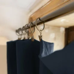 Rideau gaze de coton ajustable (140 x max 300 cm) Gaïa Bleu nuit