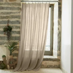 Rideau gaze de coton ajustable (140 x max 300 cm) Gaïa Ficelle