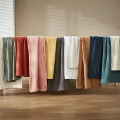 Rideau gaze de coton ajustable (180 x max 300 cm) Gaïa Vert romarin