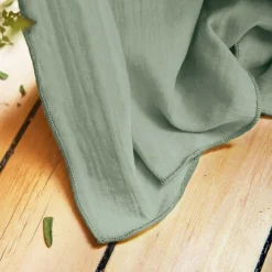 Rideau gaze de coton ajustable (280 x max 300 cm) Gaïa Vert eucalyptus