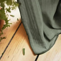 Rideau gaze de coton galon fronceur (180 x 240 cm) Gaïa Vert romarin