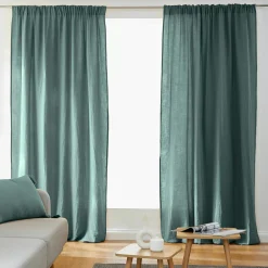 Rideau gaze de coton galon fronceur (140 x 240 cm) Gaïa Bleu canard