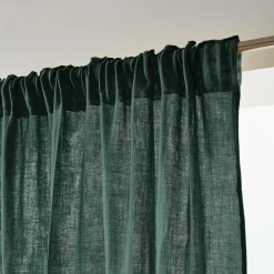 Rideau gaze de coton galon fronceur (140 x 240 cm) Gaïa Vert sapin