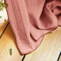 Rideau gaze de coton galon fronceur (140 x 240 cm) Gaïa Rose pêche