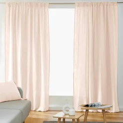 Rideau gaze de coton galon fronceur (140 x 240 cm) Gaïa Rose poudré