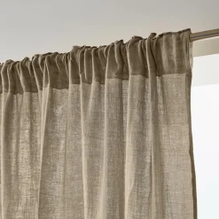 Rideau gaze de coton galon fronceur (180 x 240 cm) Gaïa Ficelle