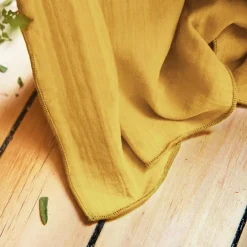 Rideau gaze de coton galon fronceur (180 x 240 cm) Gaïa Jaune safran