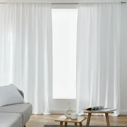 Rideau gaze de coton galon fronceur (180 x 240 cm) Gaïa Blanc chantilly