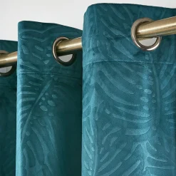 Rideau obscurcissant velours (140 x 180 cm) Fern Bleu pétrole