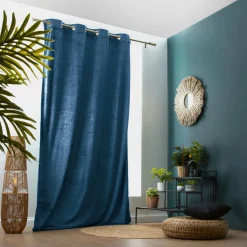 Rideau obscurcissant velours (140 x 240 cm) Fern Bleu marine