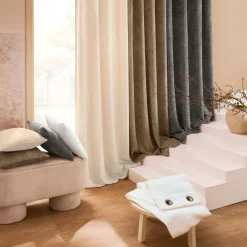 Rideau velours chenille (140 x 260 cm) Leo Ecru